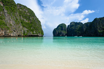 Beautiful Maya bay of Phi Phi Islands in the morning with less tourist 2017