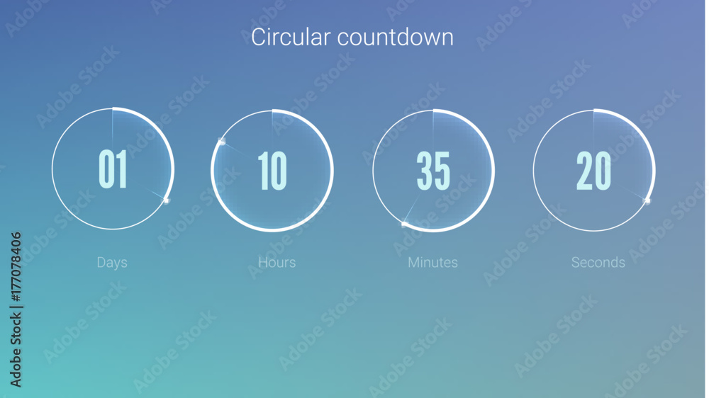Wall mural part of the user interface, circular clock. clock application, ui elements. design of countdown time