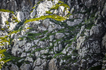 Mountainous landscape of high mountain slope close up.