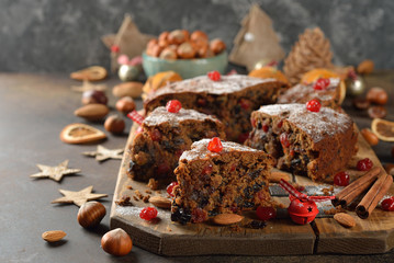 Traditional English Christmas fruit cake