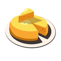 Cheese head slice lump diary milk farm product food vector isolated icon