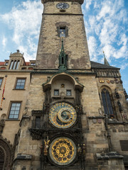 Astronomical clock tower at Prague old town square, Czech Republic.