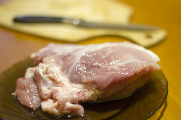 Raw meat on the table