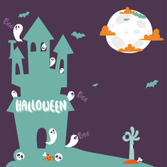 Halloween party celebration holiday brochure invitation cards vector illustration