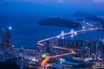 Fototapeta na wymiar GwangAn Bridge and Haeundae at night in Busan,Korea