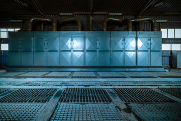 Hangar for unloading wheat. Powerful dust extraction system.