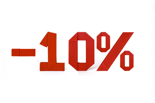 Origami text of discount sale 10 percent