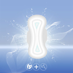 Realistic Sanitary Napkin on a bright trendy background, 3d illustration,