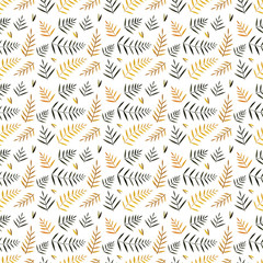 Watercolor colorful autumn seamless pattern. Pattern with autumn leaves and branches. Perfect for you postcard design,invitations,projects,wedding card,poster, packaging.