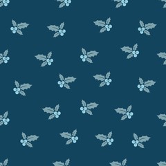 Merry Christmas and a Happy New Year! A set of seamless backgrounds with traditional symbols: holly berry and candy branches