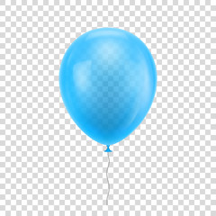 Light blue realistic balloon. Light blue ball isolated on a transparent background for designers and illustrators. Balloon as a vector illustration - obrazy, fototapety, plakaty