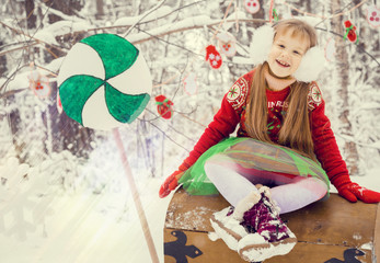  эльфы семьей в новогоднем снежной лесу © irinashamanaeva