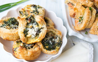 Homemade spinach pie on a plate