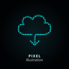 Cloud download - pixel illustration.