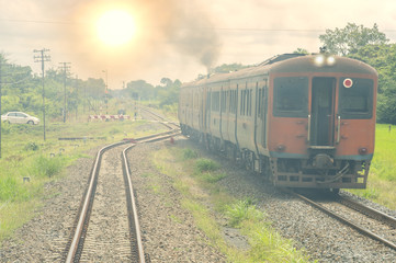 Fototapeta premium Railway officials are managing train traffic in Thailand.