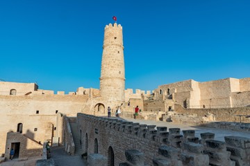 Stone fortress Ribat with a tower in the city of Monastir. Tunisia