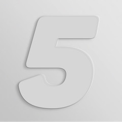 3D White Number Five