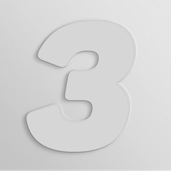 3D White Number Three