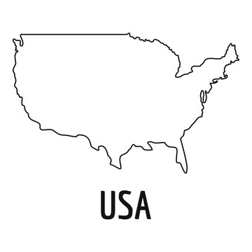 USA Map Thin Line Vector Simple