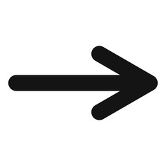 Arrow icon in black vector simple