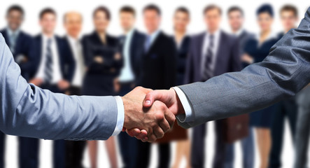 Business handshake and business people