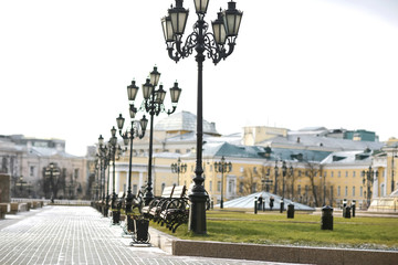 Lanterns in the square in the city