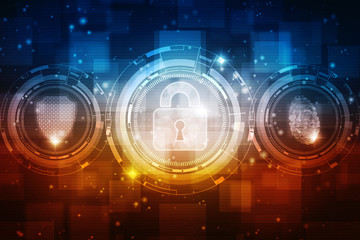 2d illustration Safety concept: Closed Padlock on digital background