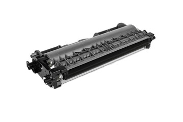 used black toner cartridge for laser printer on white background