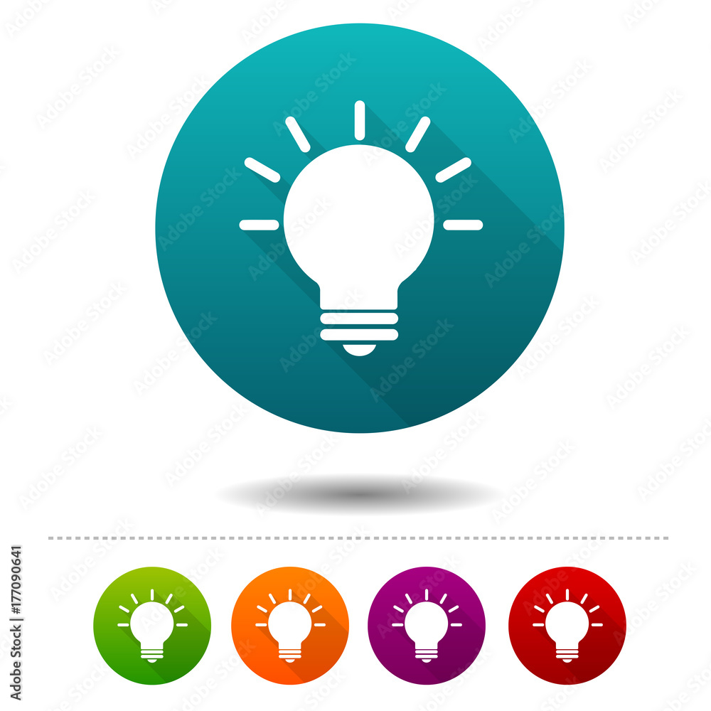 Poster light bulb icons. idea signs. lamp symbol. vector circle web buttons.