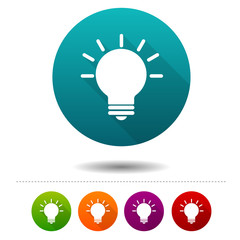 Light bulb icons. Idea signs. Lamp symbol. Vector Circle web buttons.