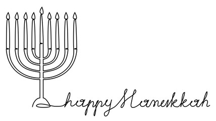 Hanukkah menorah one line drawing