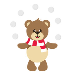 cartoon cute bear with snowball