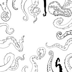 Vector sketch cartoon octopus tentacles
