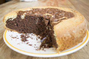 sponge cake at the chocolate and vanilla