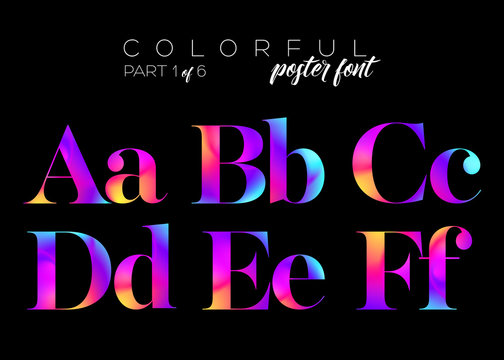 Colorful Bright Neon Typeset. Electric Pink, Purple, Blue Colors. Dynamic Fluorescent Fluid Paint. Vector Vibrant Letters for Music Poster, Cover, Banner, Fashion Invitation, Cover.