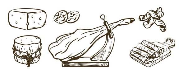 foodstuffs. set of vector illustrations on white