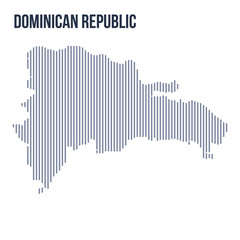 Vector abstract hatched map of Dominican Republic with vertical lines isolated on a white background. - obrazy, fototapety, plakaty