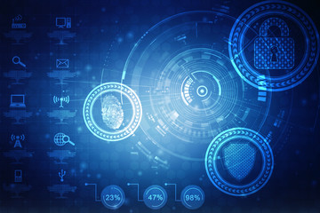 2d illustration Safety concept: Closed Padlock on digital background