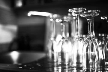 Glasses standing on a shelf