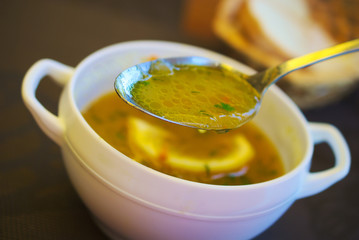 a bowl of soup, food, plate, spoon, tasty, lunch