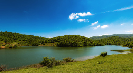 Fototapeta na wymiar Beautiful view of high mountain lake