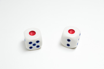 White dice isolated on white background