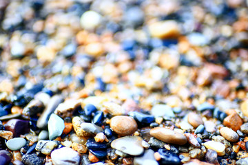 Pebble texture on the river bank