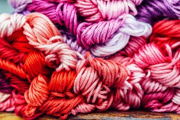 Multicolor threads for embroidery cross-stitch, mulina.