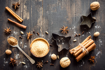 Christmas background with spices