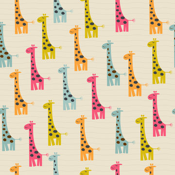 doodle seamless pattern with giraffe