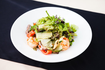 Greek salad with shrimp