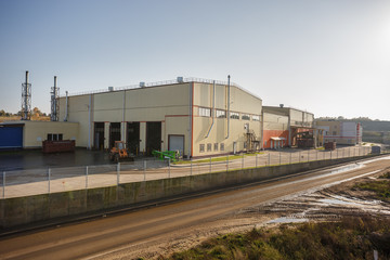 Modern waste recycling processing plant. Separate garbage collection. Recycling and storage of...