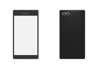 smart phone front and back isolated on white