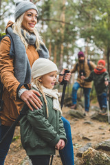 family trekking together